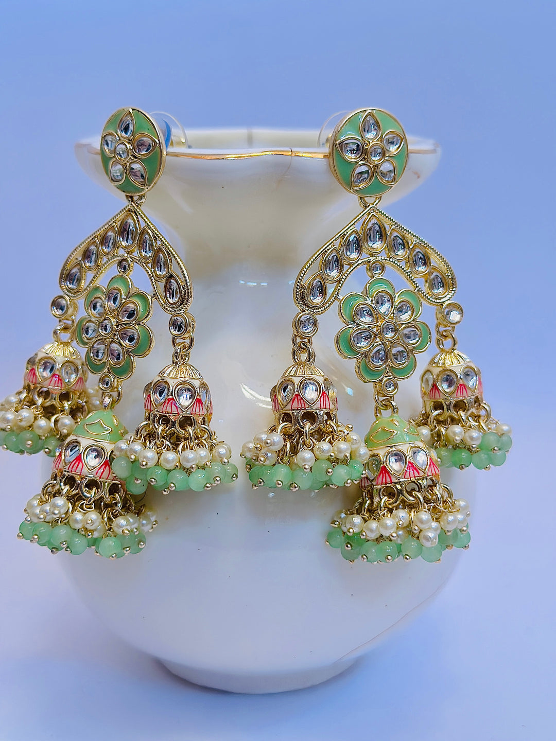 MEENAKARI JHUMKA GREEN ERJU109667