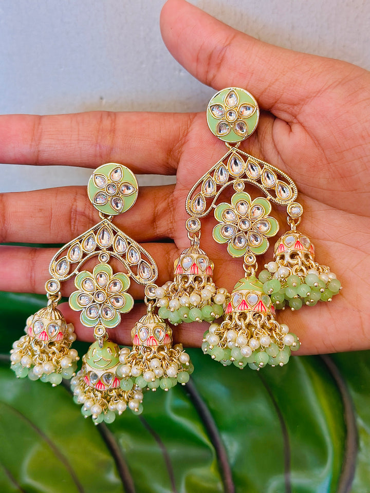 MEENAKARI JHUMKA GREEN ERJU109667