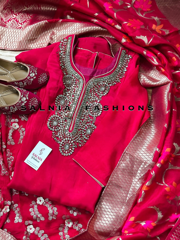 PURE BANARASI SILK PARTYWEAR GHARARA SET BHSF11