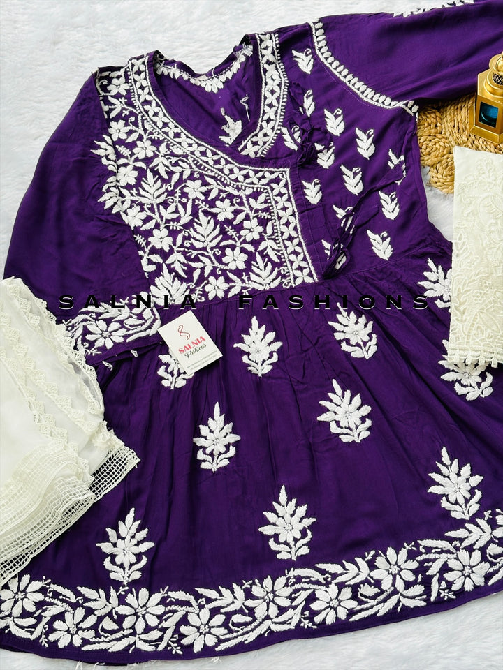 CHIKANKARI PEPLUM FROCK CKSF09