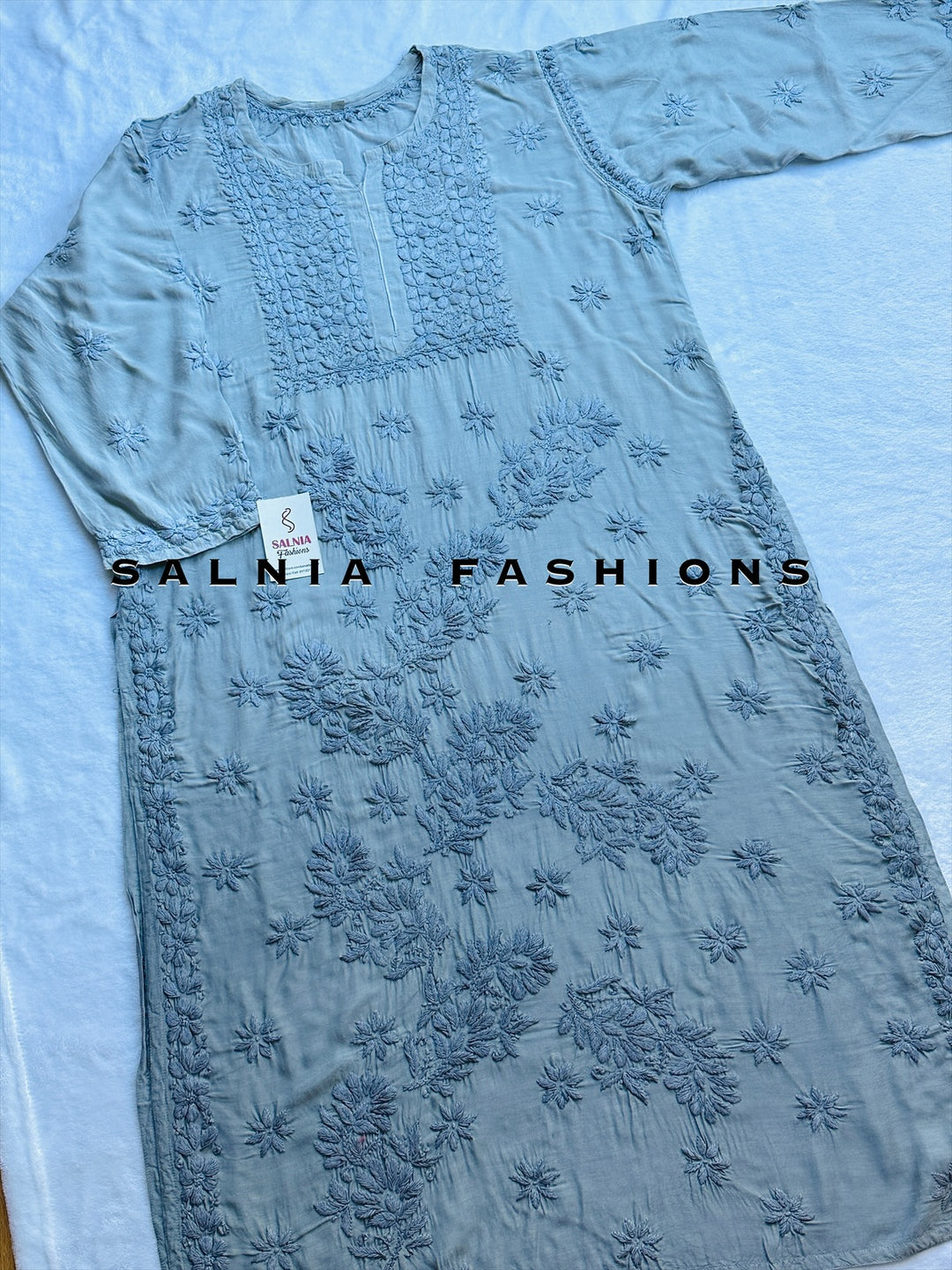 PURE MODAL SILK CHIKANKARI WITH HEAVY 3-D WORK SFCH08