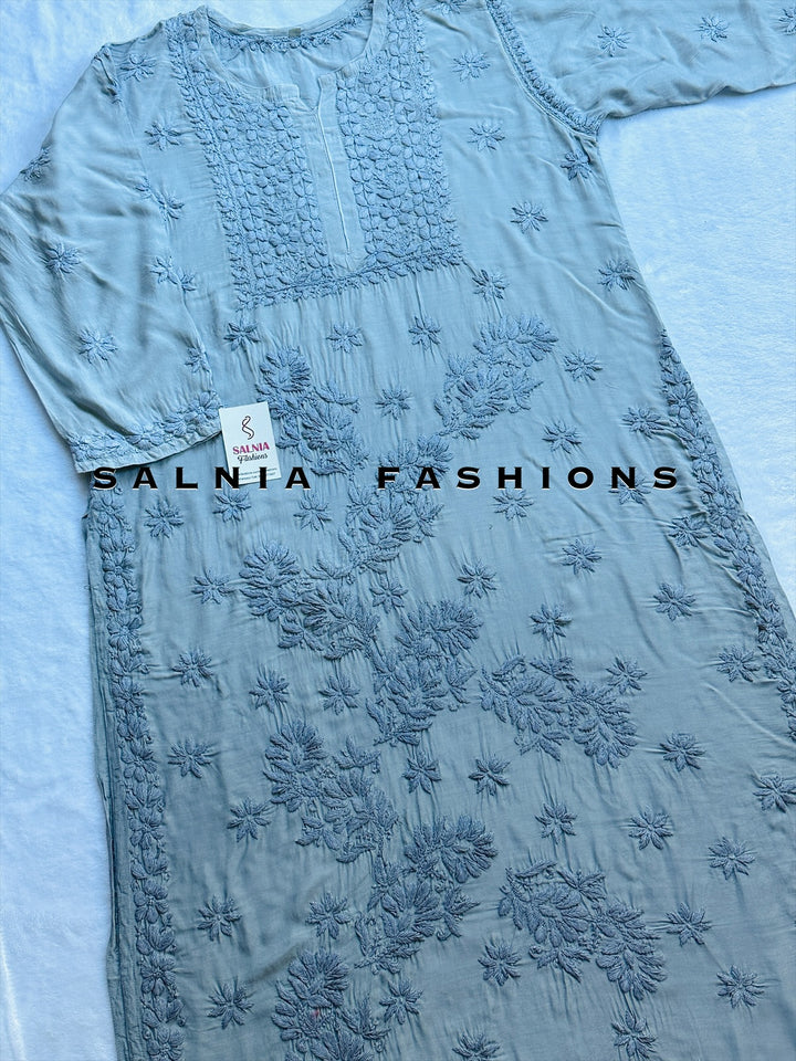 PURE MODAL SILK CHIKANKARI WITH HEAVY 3-D WORK SFCH08