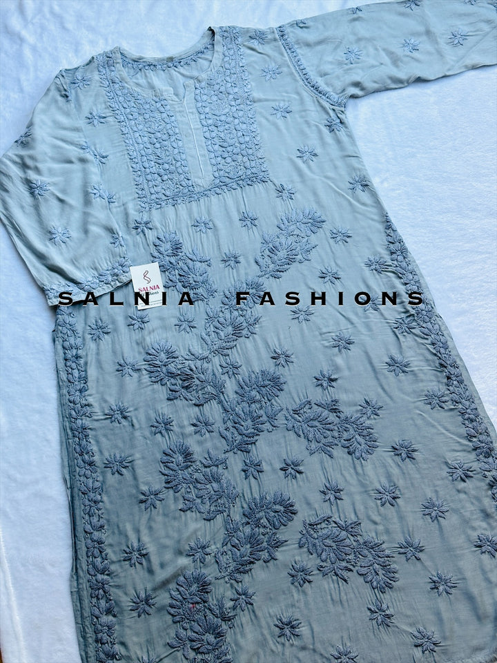 PURE MODAL SILK CHIKANKARI WITH HEAVY 3-D WORK SFCH08