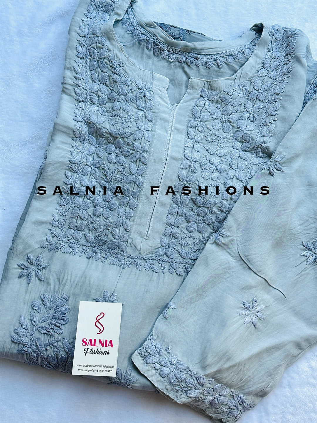 PURE MODAL SILK CHIKANKARI WITH HEAVY 3-D WORK SFCH08