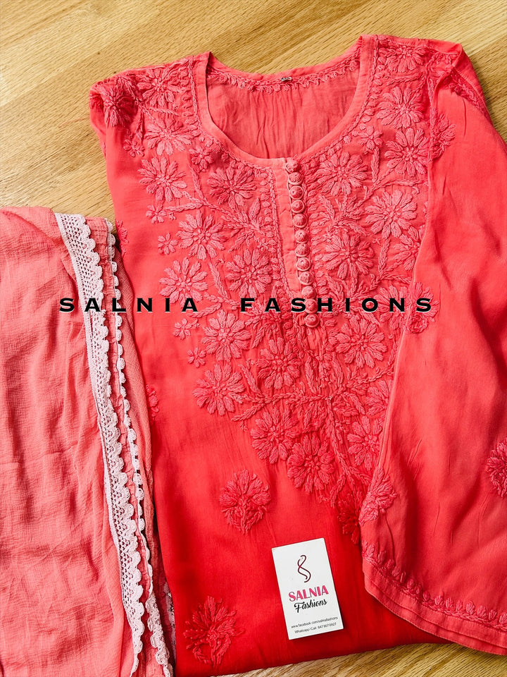 PLUS SIZE CHIKANKARI SILK SHIRT SFPL03