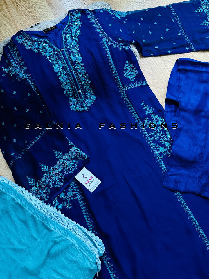 AGHANOOR CHIFFON EMBROIDERED SUIT AN6006