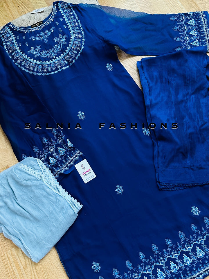 AGHANOOR CHIFFON EMBROIDERED SUIT AN6009