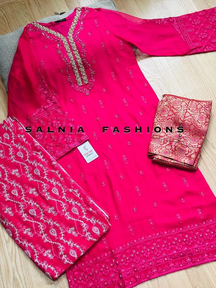 AGHANOOR CHIFFON EMBROIDERED SUIT AN60012