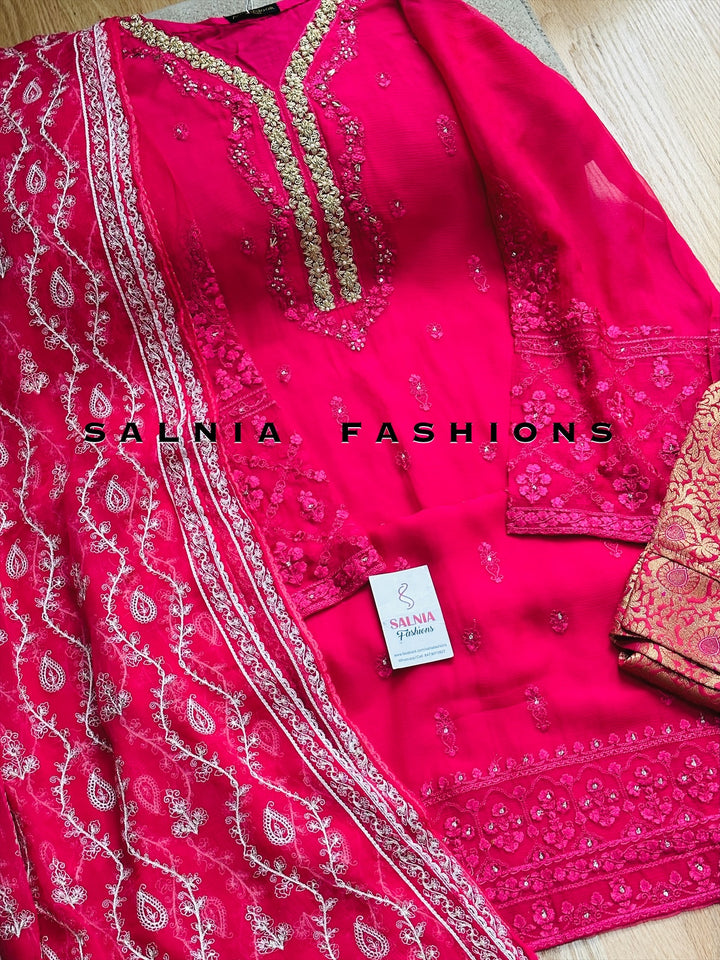 AGHANOOR CHIFFON EMBROIDERED SUIT AN60012