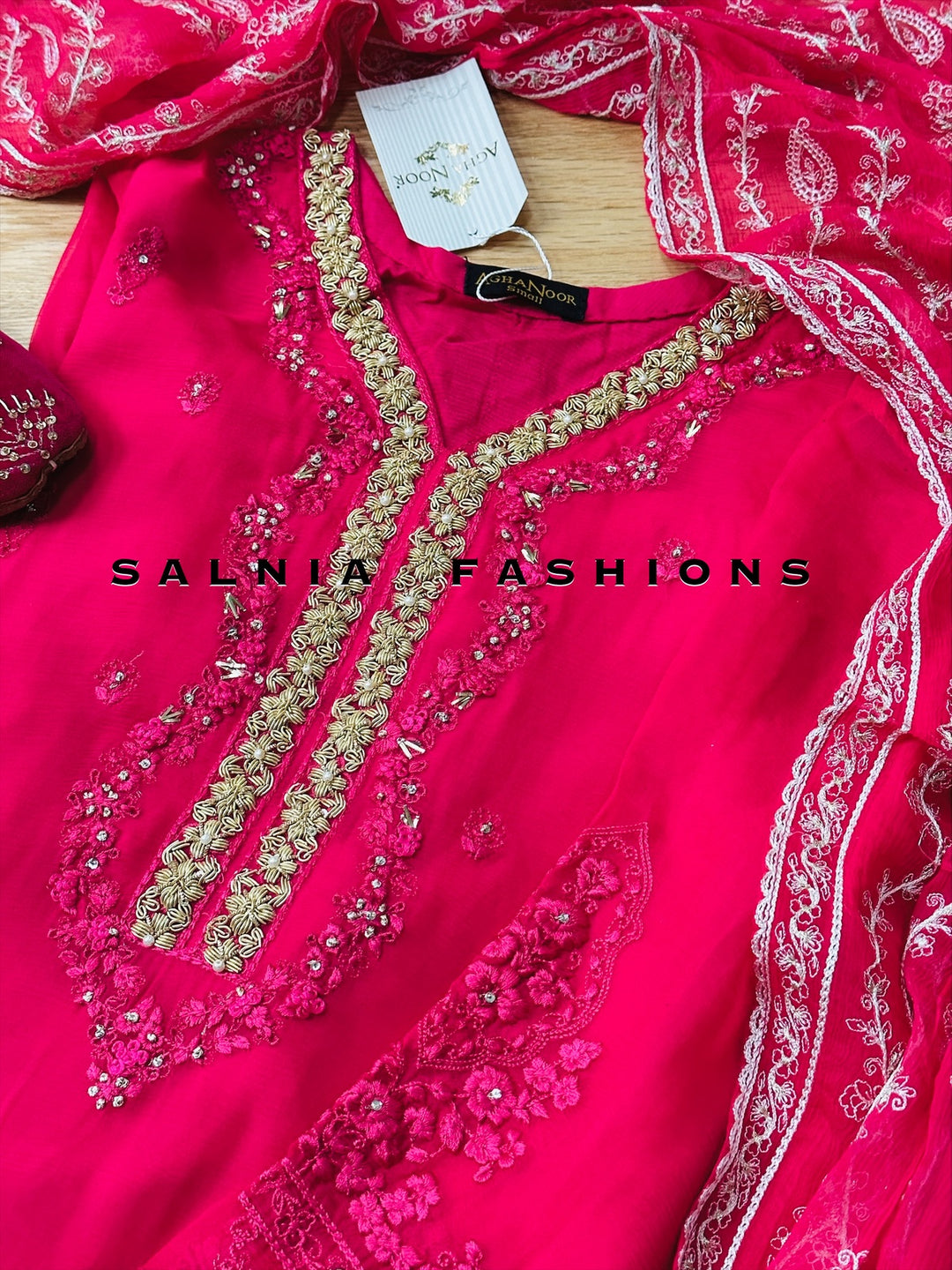 AGHANOOR CHIFFON EMBROIDERED SUIT AN60012