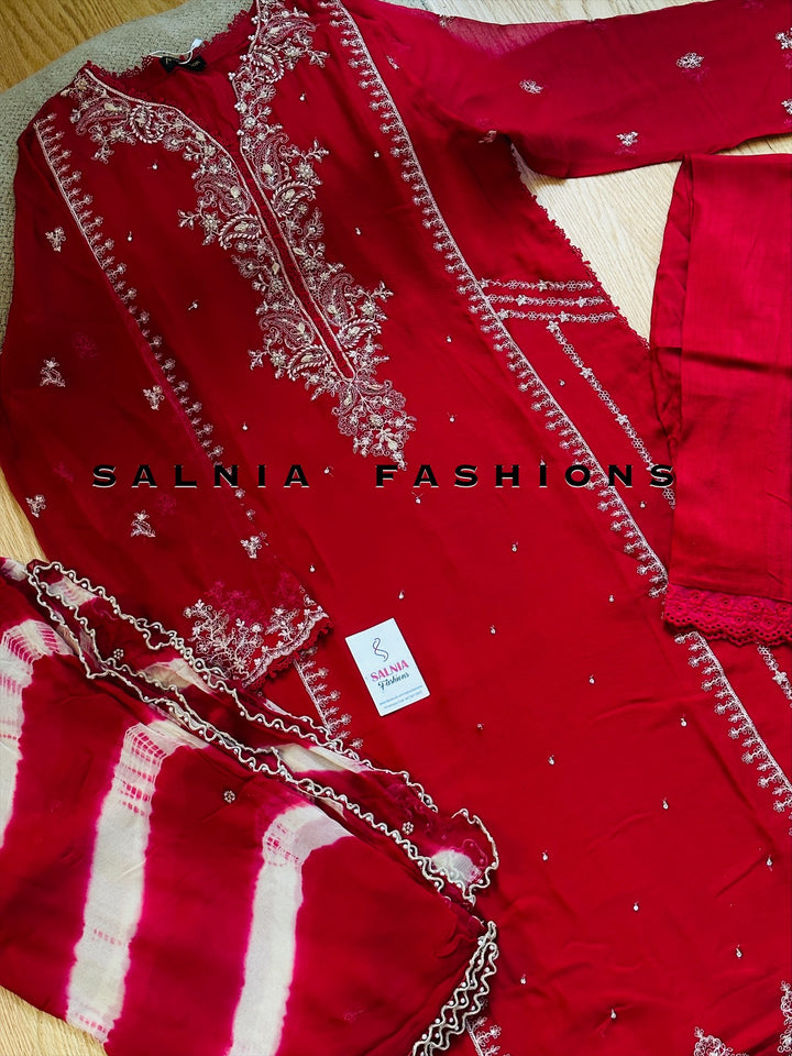 AGHANOOR CHIFFON EMBROIDERED SUIT AN60019