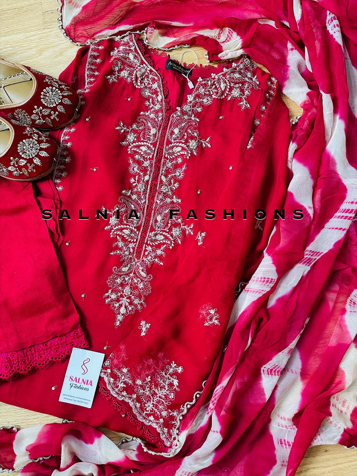 AGHANOOR CHIFFON EMBROIDERED SUIT AN60019