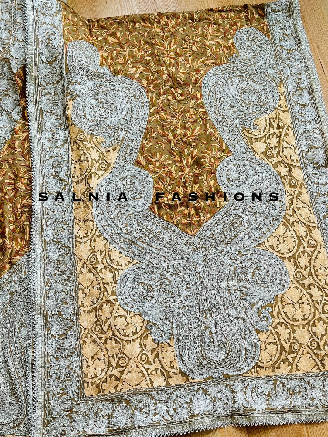 EMBROIDERED KASHMIRI WORK SUIT IN PURE GORGETTE KM04