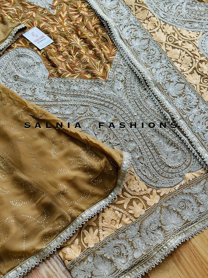 EMBROIDERED KASHMIRI WORK SUIT IN PURE GORGETTE KM04