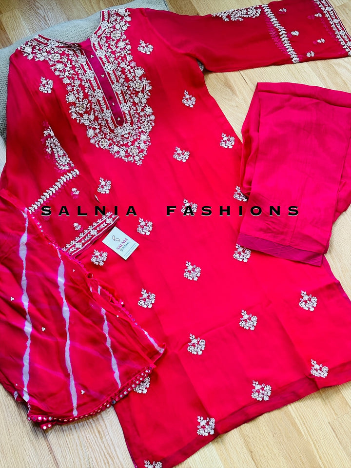 AGHANOOR CHIFFON EMBROIDERED SUIT AN60036