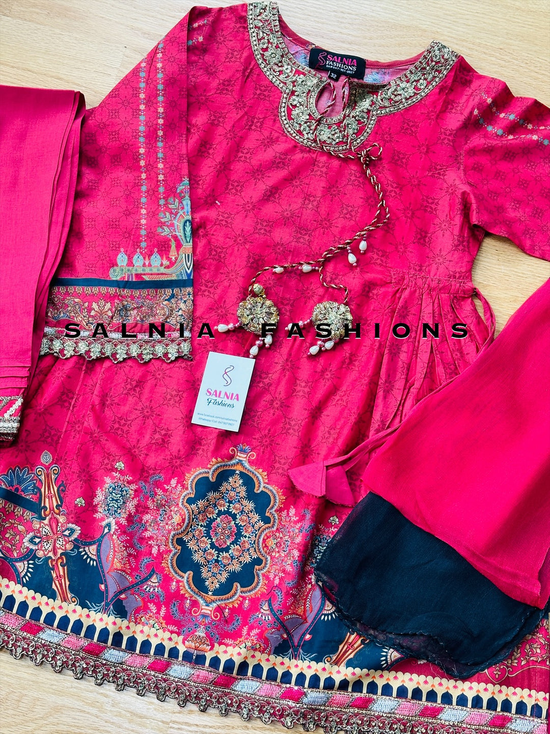 EMBROIDERED ORGANZA SUIT PINK ALKD22