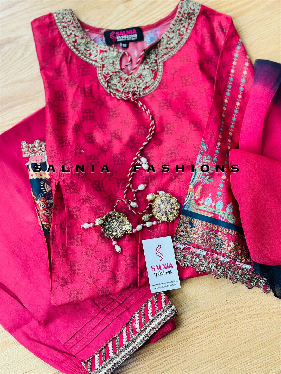 EMBROIDERED ORGANZA SUIT PINK ALKD22