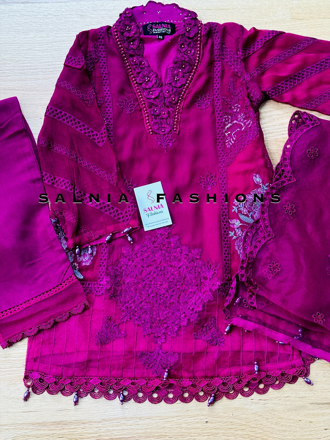 EMBROIDERED CHIFFON MAGENTA ALKD23