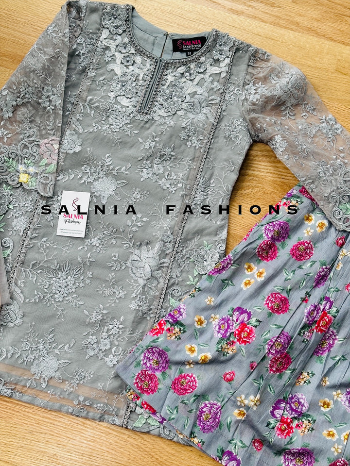 EMBROIDERED ORGANZA GARARA SUIT ALKD27