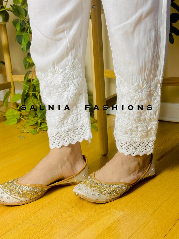 CHIKANKARI EMBROIDERED STRAIGHT PANT