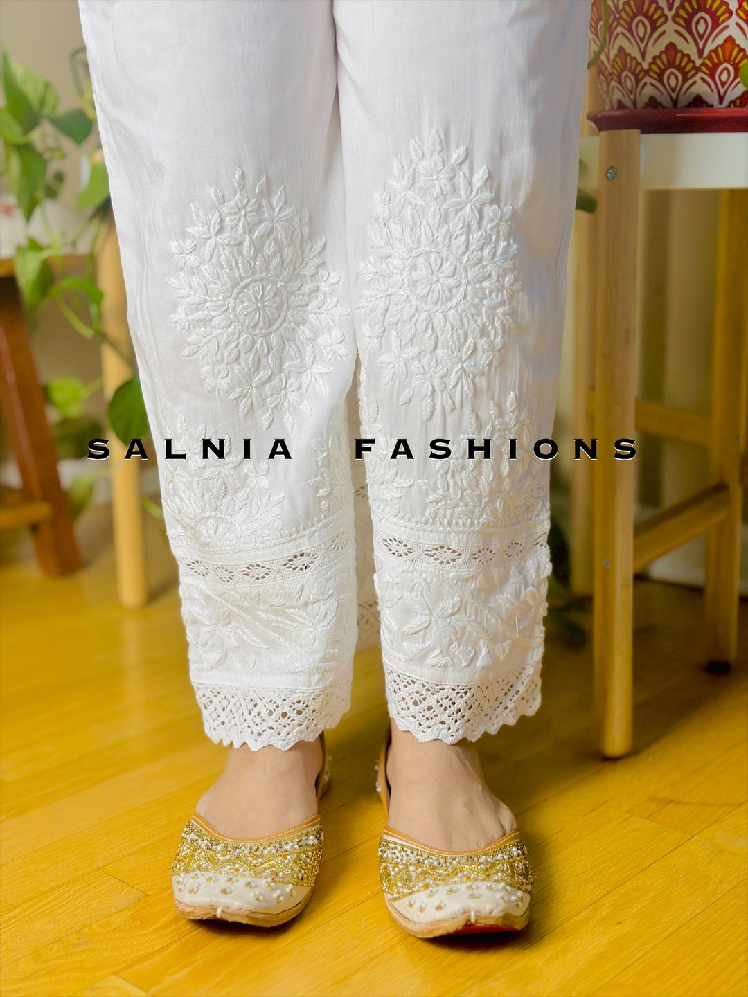 CHIKANKARI EMBROIDERED CULOTTE PANT