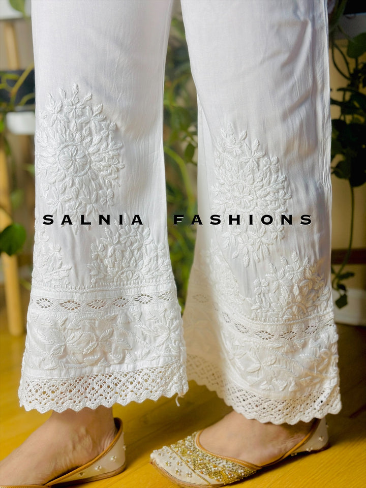 CHIKANKARI EMBROIDERED CULOTTE PANT