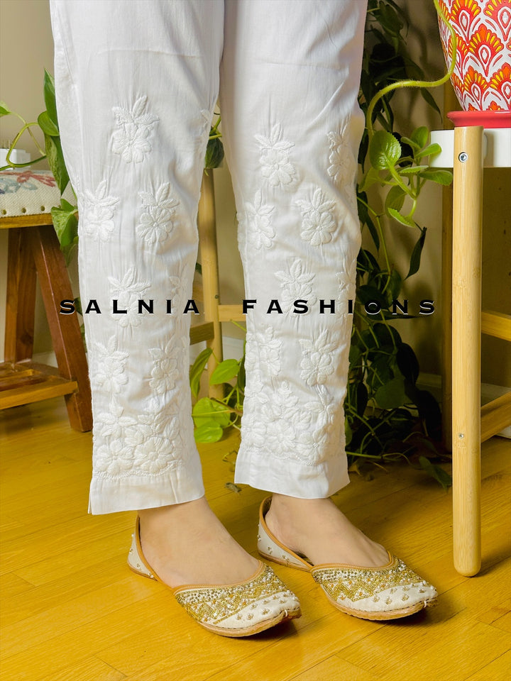 CHIKANKARI EMBROIDERED STRAIGHT PANT 1