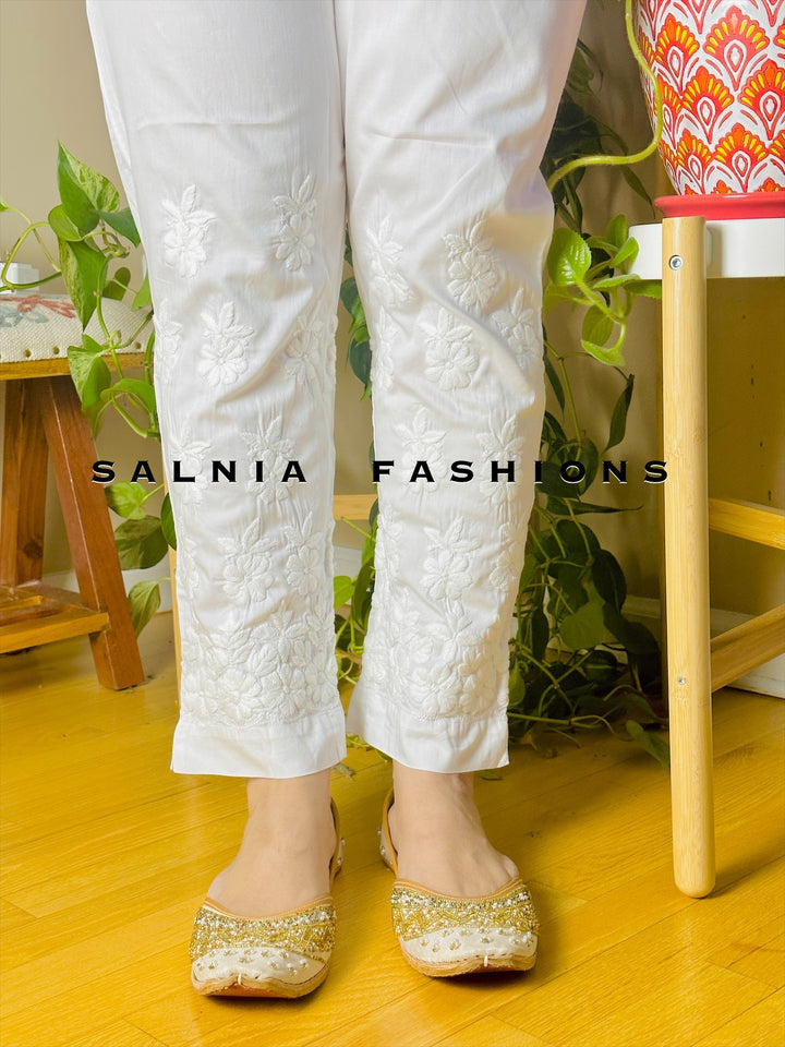 CHIKANKARI EMBROIDERED STRAIGHT PANT 1