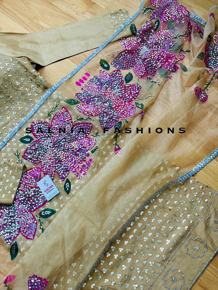 PURE RAW SILK HAND PAINTED SUIT SFHP12