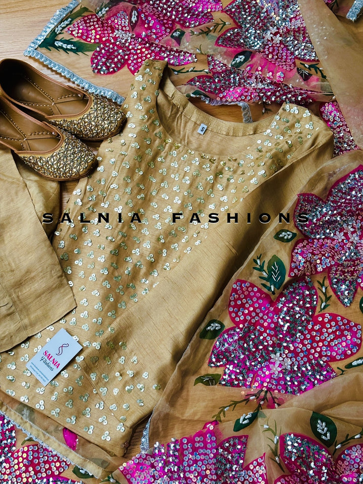 PURE RAW SILK HAND PAINTED SUIT SFHP12