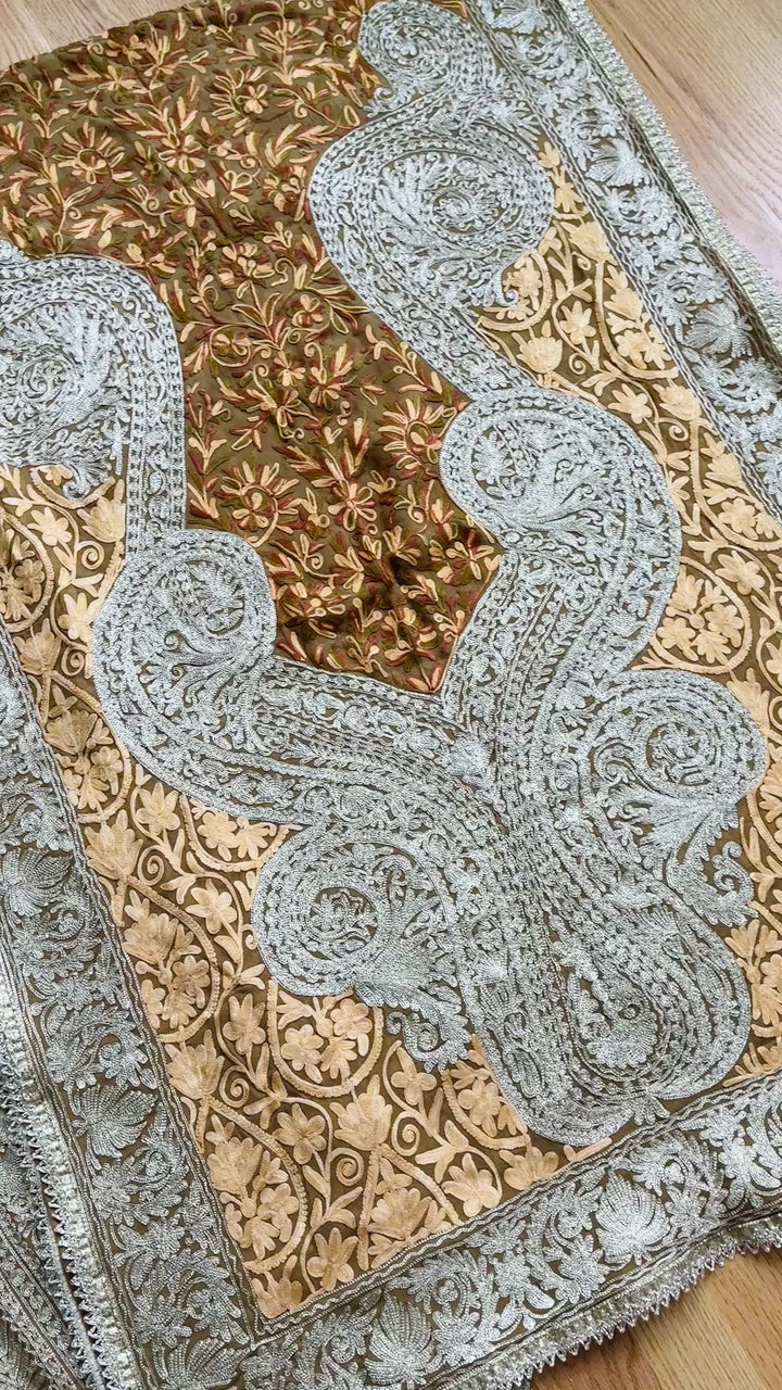 EMBROIDERED KASHMIRI WORK SUIT IN PURE GORGETTE KM04