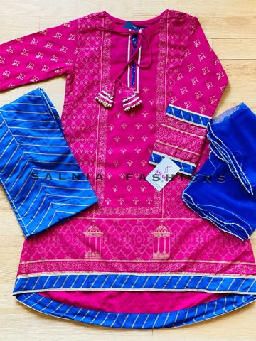 PINK/BLUE COTTON SUIT KIDS