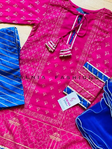 PINK/BLUE COTTON SUIT KIDS